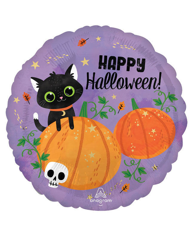 Happy Halloween Cats & Pumpkin Balloon - 18" Foil