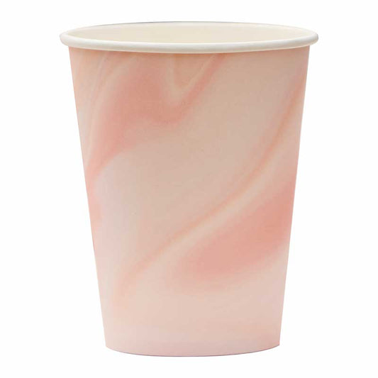 Pink Marble Paper Cups - 266ml (8pk)