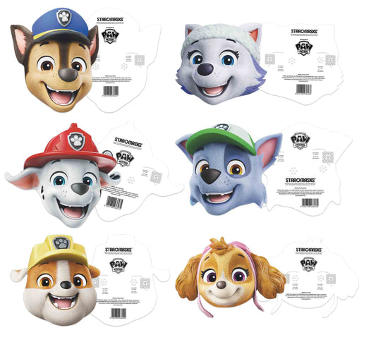 SMP463 Paw Patrol Chase, Rubble, Marshall, Everest, Skye & Rocky Multipack Masks 6 Pack Cardboard Cut Out Height 30cm