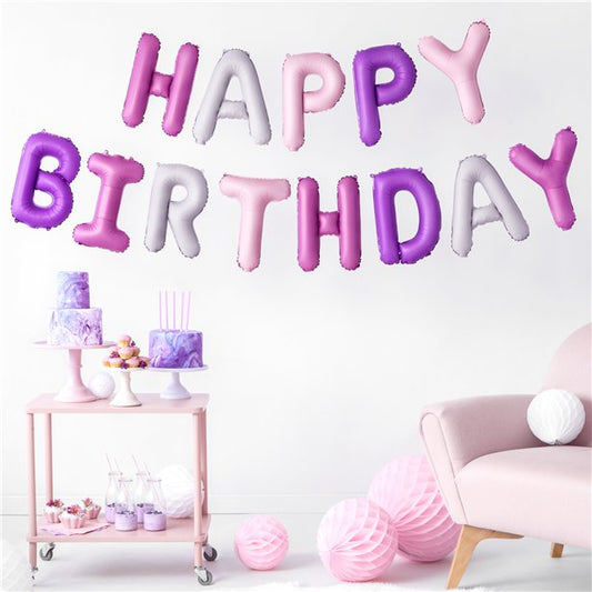 Pink & Lilac Mix Birthday Balloon Bunting - 3.4m