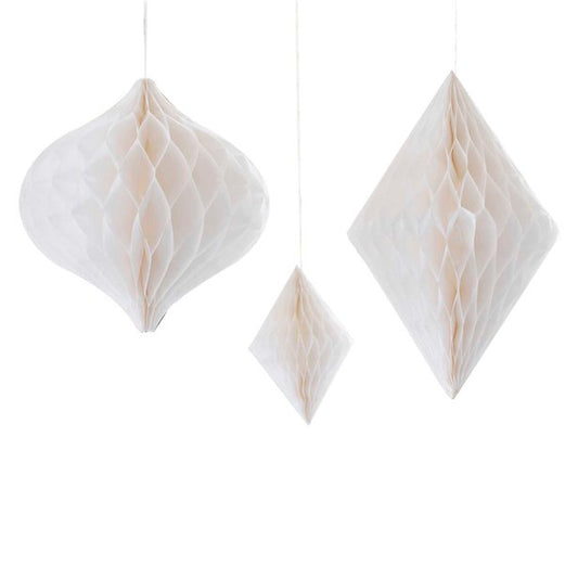 Contemporary Wedding White Honeycomb Decorations (3pk)