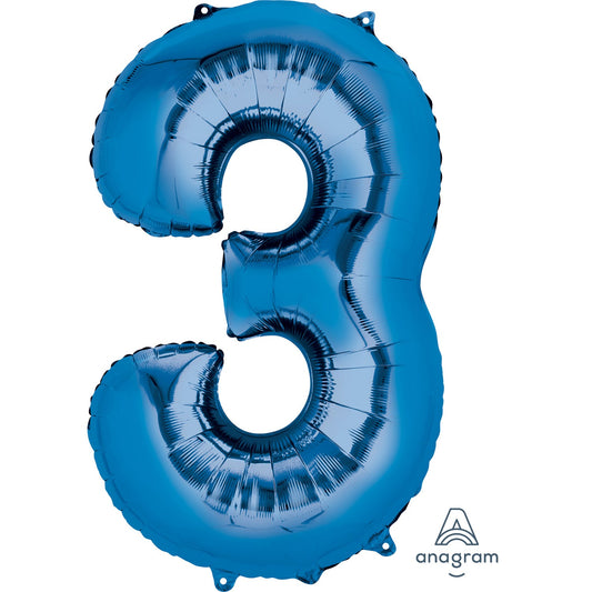 Number 3 Foil Balloon - 34" - Various Colours