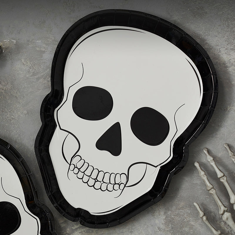Skull Shaped Paper Halloween Plates (8pk)