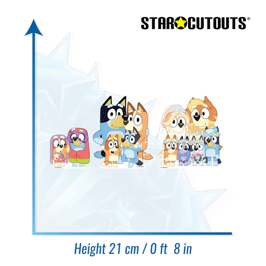 SC4766 Bluey & Bingo, Grannies, Heeler Family & Bluey Family Wedding Shelf Top Pack Cardboard Cutouts Height 21cm