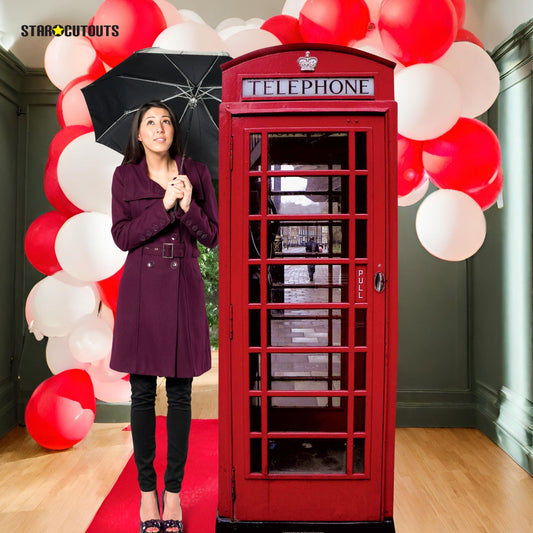 SC162 Red British Telephone Box Cardboard Cutout Height 191cm