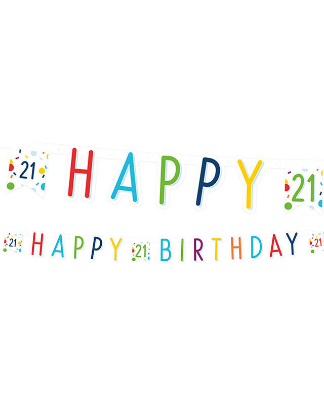 Confetti Birthday Age 21 Letter Banner - 1.8m