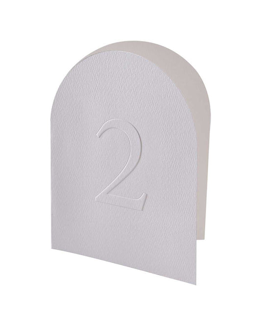 White Embossed Paper Card Table Numbers 1-12 - 20cm x 30cm