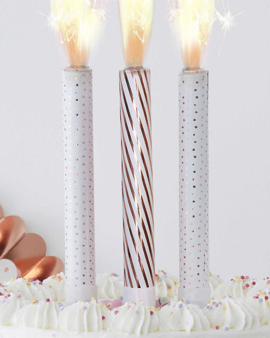 Pick & Mix Rose Gold Cake Fountain Candles - 16cm