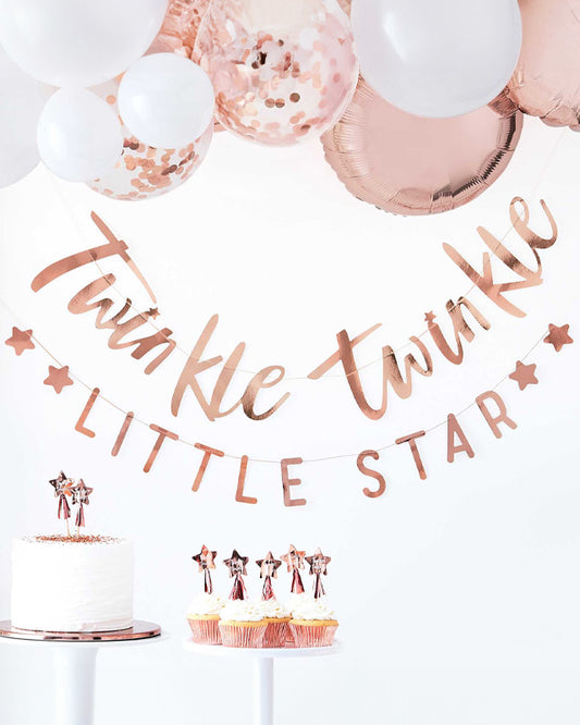 Twinkle Twinkle Rose Gold Paper Banner - 1.5m