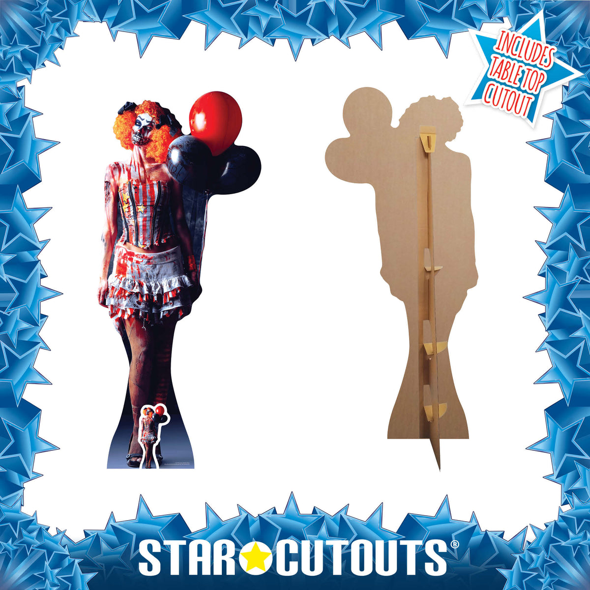SC1070 Scary Female Clown Cardboard Cut Out Height 178cm