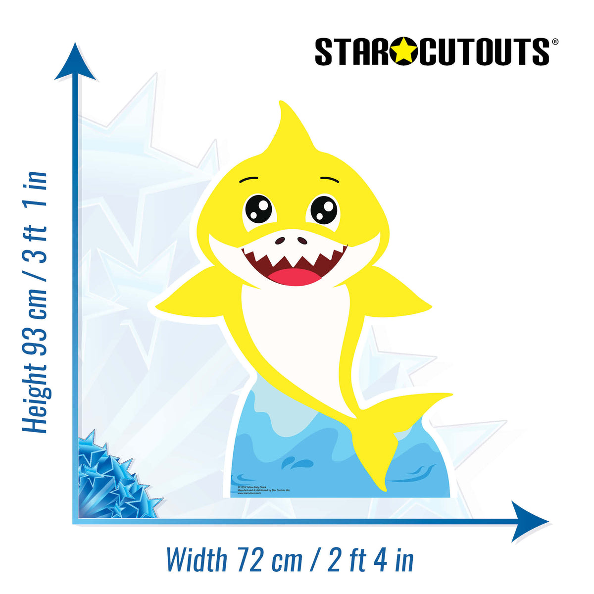 SC1555 Baby Shark Yellow Cardboard Cut Out Height 93cm – product image 2