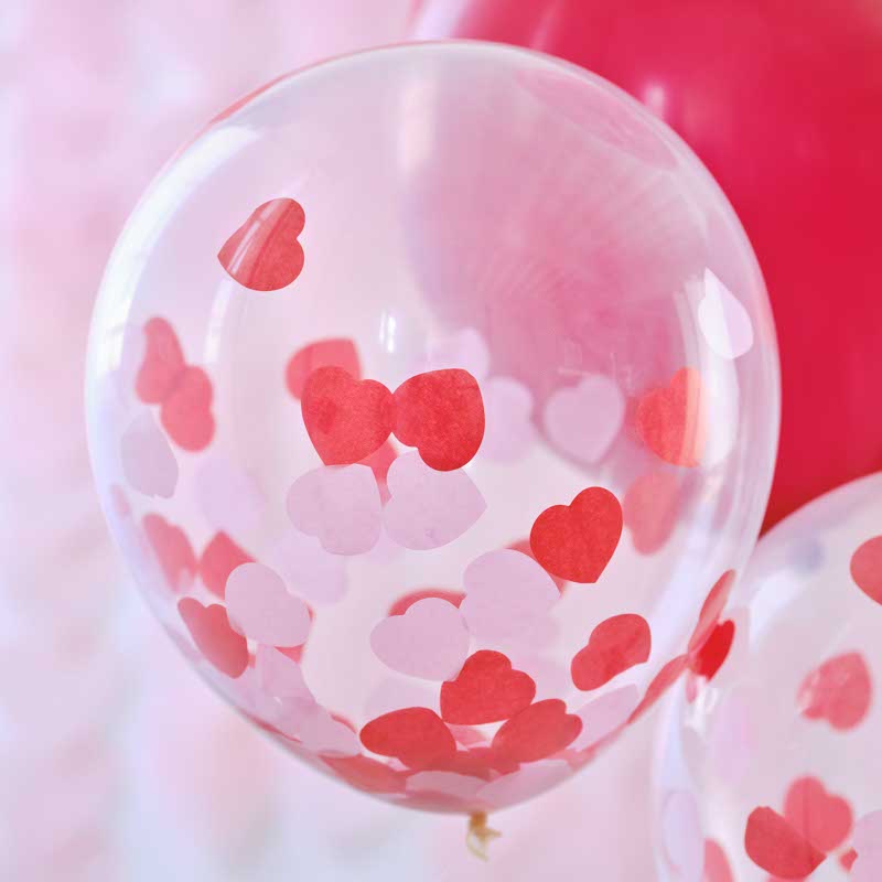 Valentines Confetti Balloon Bouquet - 12" Latex (5pk)
