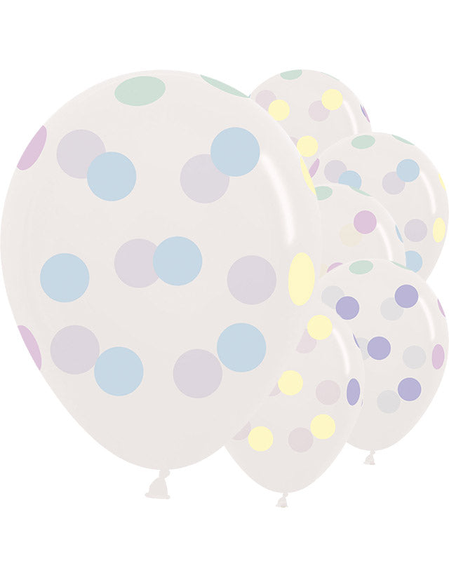 Crystal Clear Large Pastel Dots - 12" Latex Balloons (25pk) – product image 1