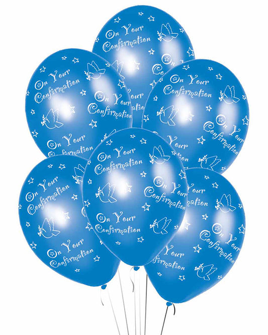 Confirmation Blue Printed - 11" Latex Balloons (6pk)