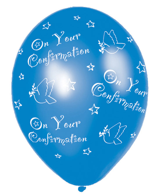 Confirmation Blue Printed - 11" Latex Balloons (6pk)
