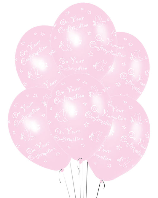 Confirmation Pink Printed - 11" Latex Balloons (6pk)