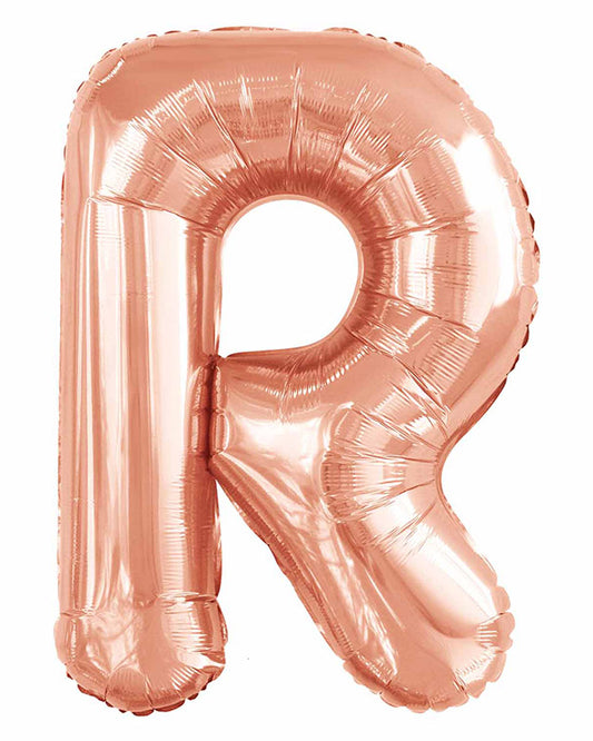 R Rose Gold Letter Balloon - 34" Foil