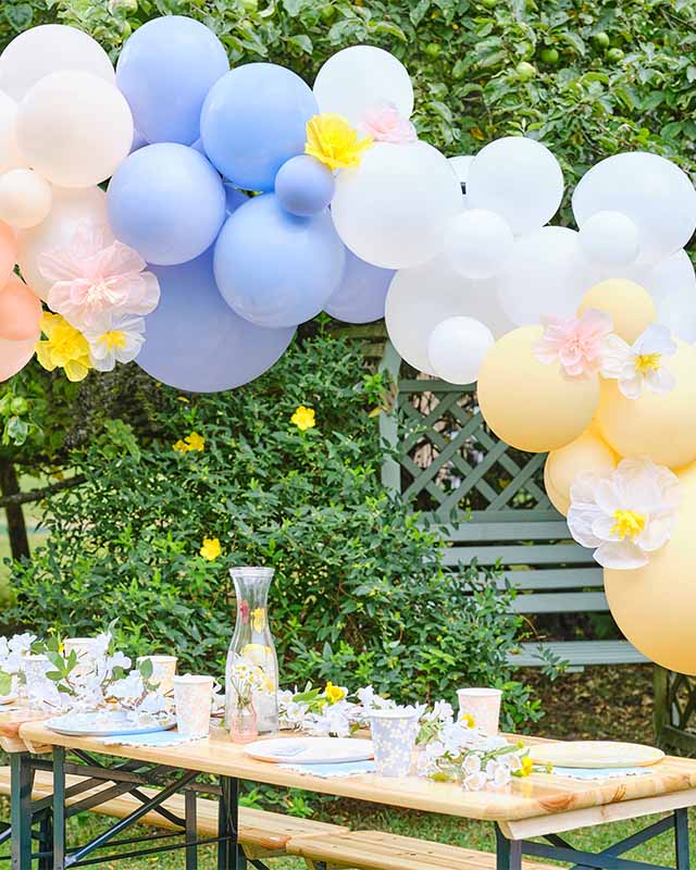 Pastel Balloon Arch with Tissue Paper Flowers - 60 Balloons – product image 1