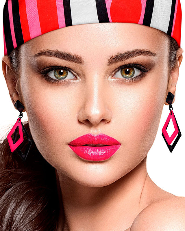 Neon Pink 80s Earrings – product image 2