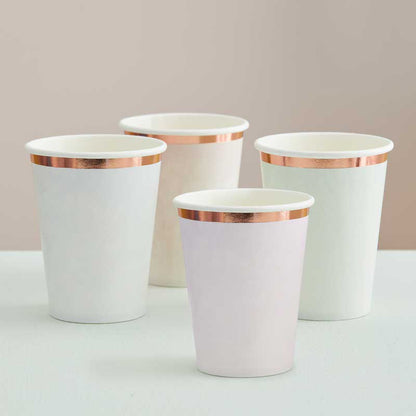 Pastel Rose Gold Paper Cups - 266ml (8pk)