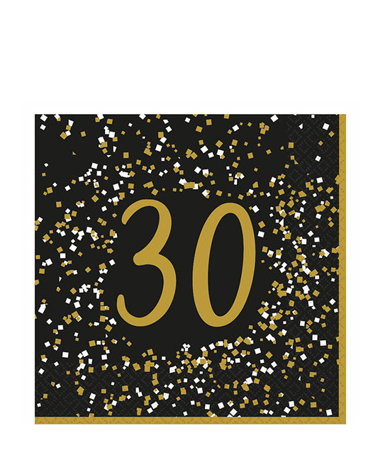 Gold Celebration 30th Paper Napkins 33cm (16pk)