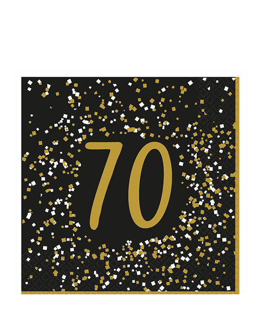 Gold Celebration 70th Paper Napkins 33cm (16pk)