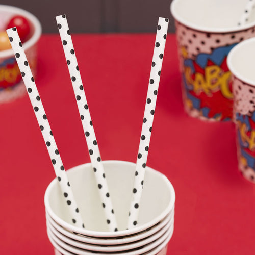 Black & White Polka Dot Paper Straws (20pk) – product image 1