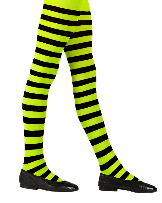 Black & Green Striped Tights - Child – product image 1