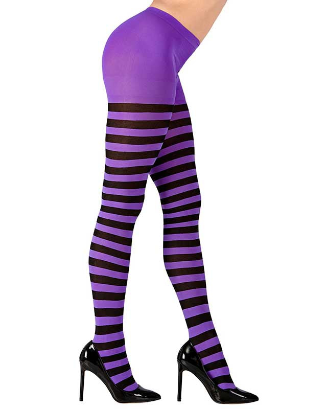 Black & Purple Striped Tights - Adult – product image 3