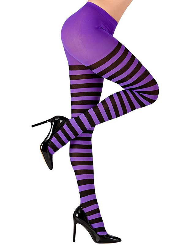 Black & Purple Striped Tights - Adult – product image 4