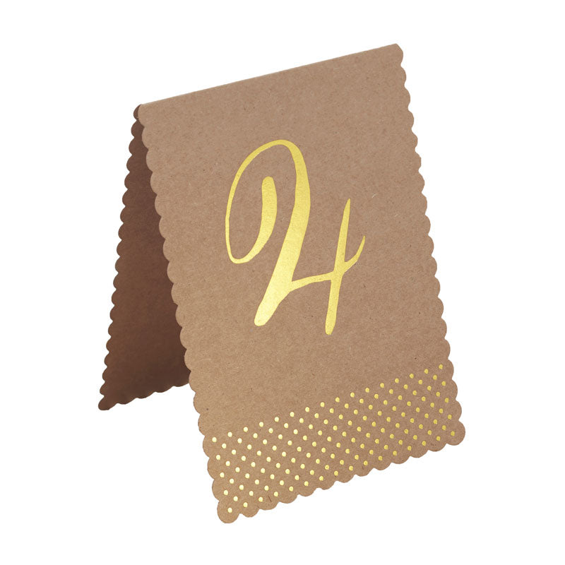 Gold Foiled Kraft Paper Table Numbers 1-12 (12pk)