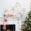 Confetti Filled Merry Christmas Balloons with Light Bulb Balloon Tails - 12" Latex (5pk) – product image 1