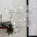 Silver Merry Christmas Confetti Balloons - 12" Latex (5pk) – product image 1
