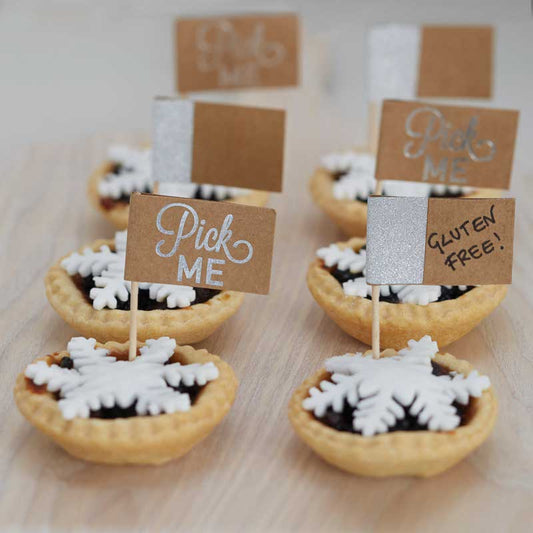 Festive Silver Foiled Cake Picks (12pk)