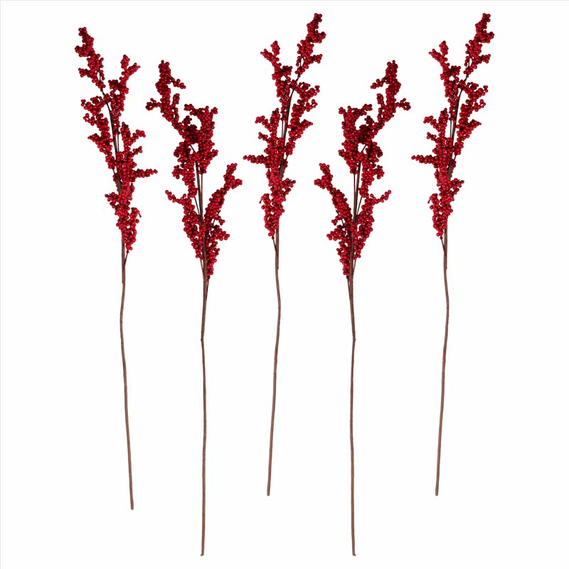 Red Berry Stems Christmas Foliage - 75cm (5pk) – product image 3