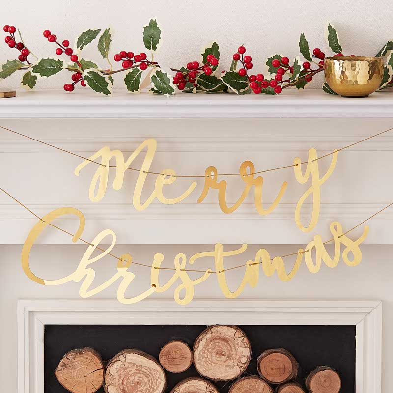 Gold Merry Christmas Acrylic Banner - 1.5m – product image 1