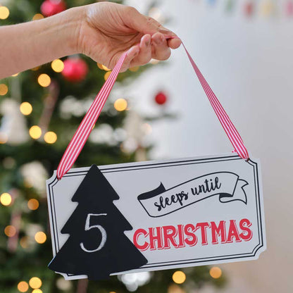 Sleeps Until Christmas Wooden Sign - 21.5cm