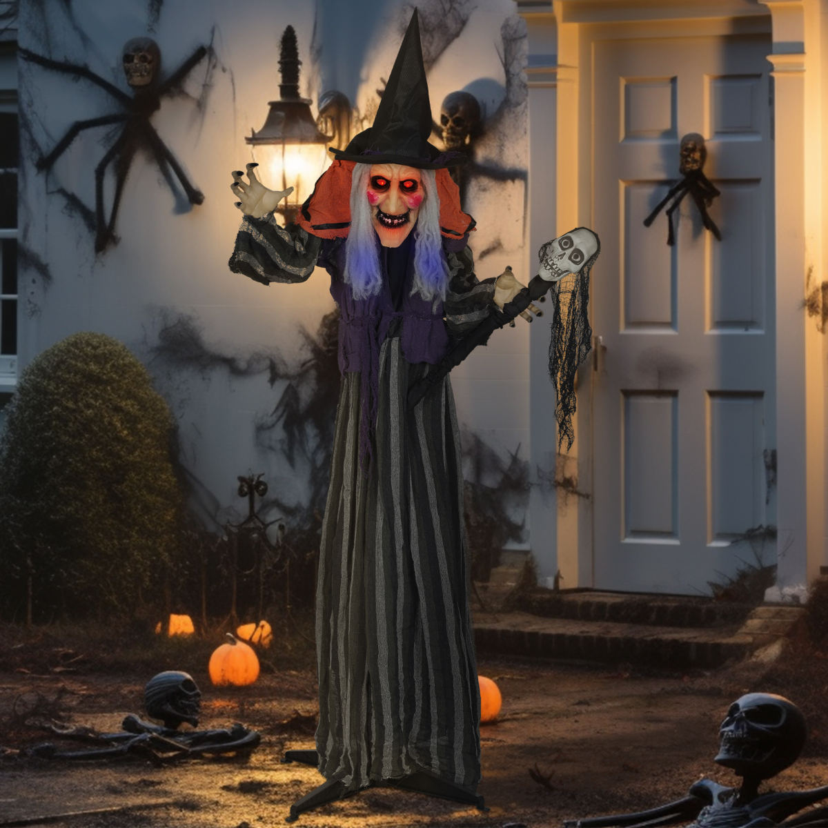 Outsunny Voice Activated Halloween Animatronics Standing Witch & Skull Staff – product image 2