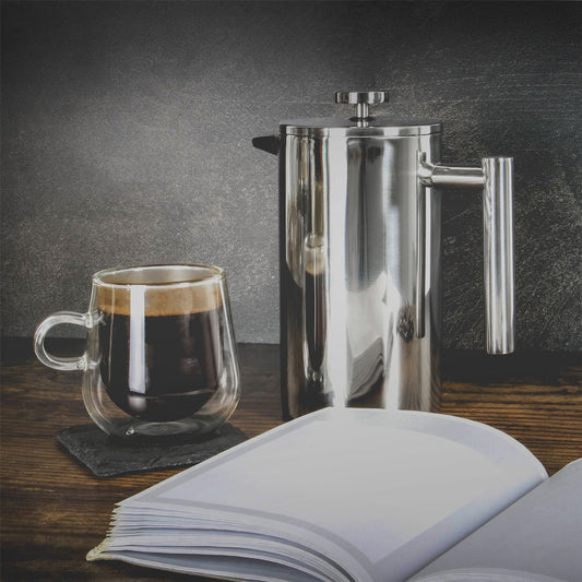 French Press Cafetiere Steel Coffee Maker 350ml | M&W	