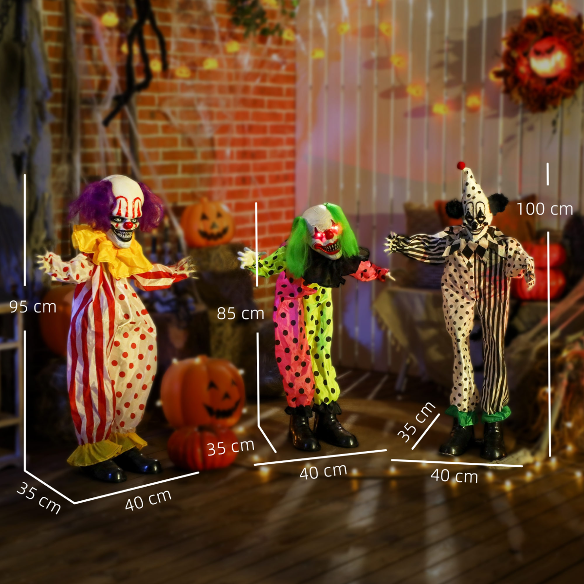 Outsunny Sound Activated Stackable Halloween Animatronics Clowns – product image 3