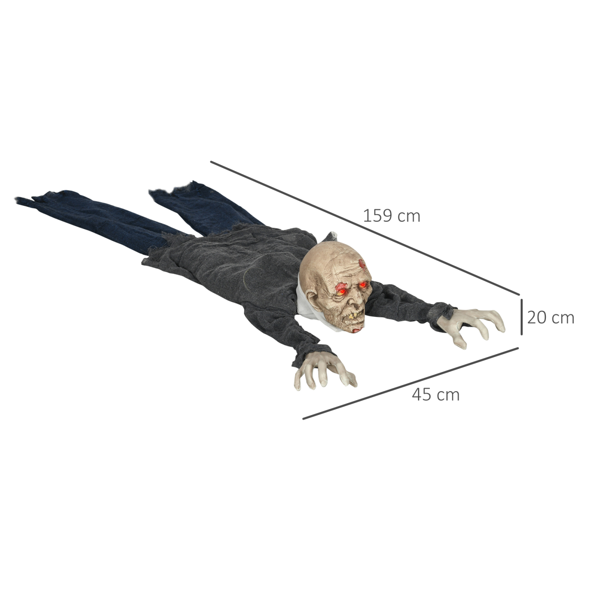HOMCOM 5.2ft Halloween Outdoor Decoration Crawling Zombie, Sound Activated – product image 3