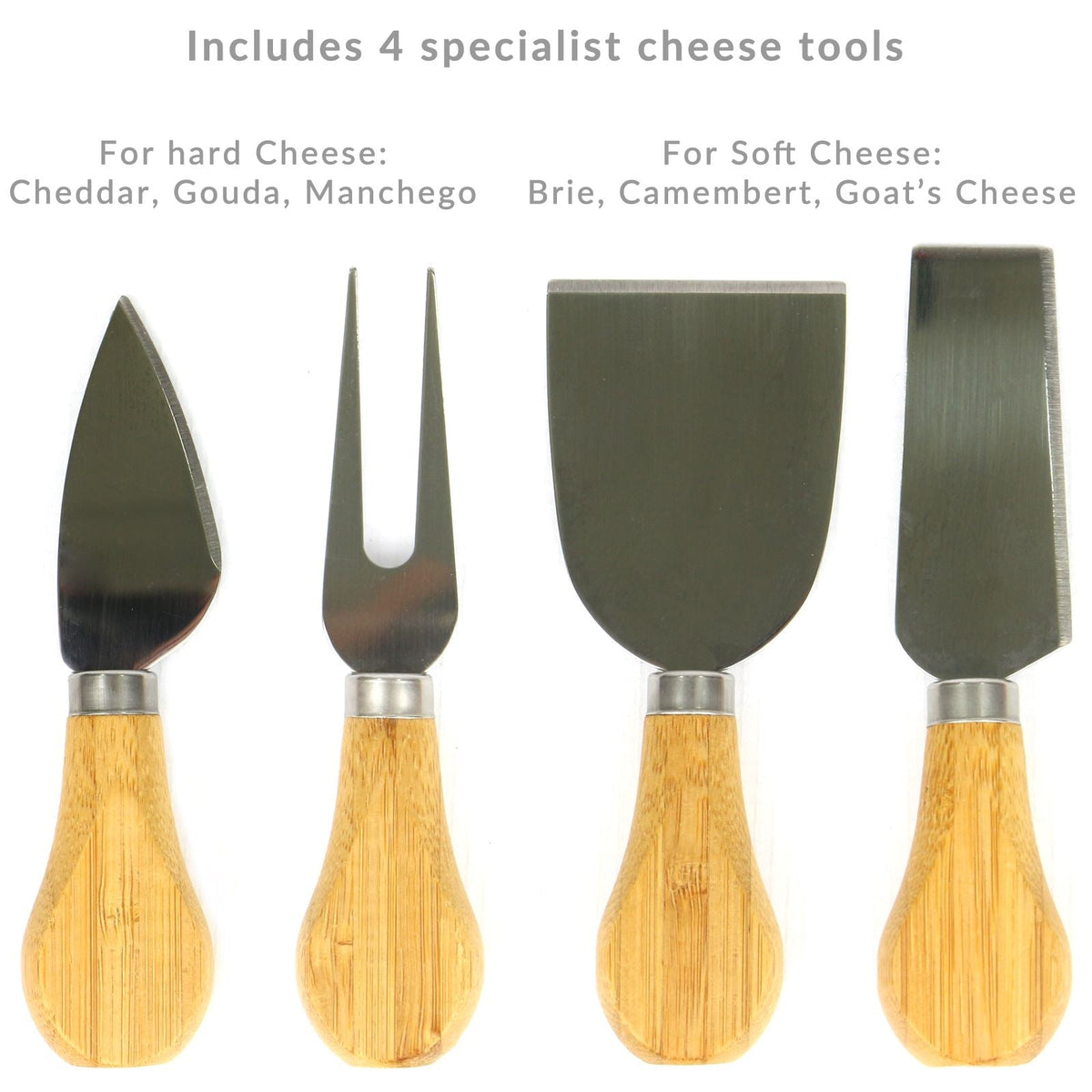 Bamboo Cheese Board Serving Platter With Knife Set | M&W	