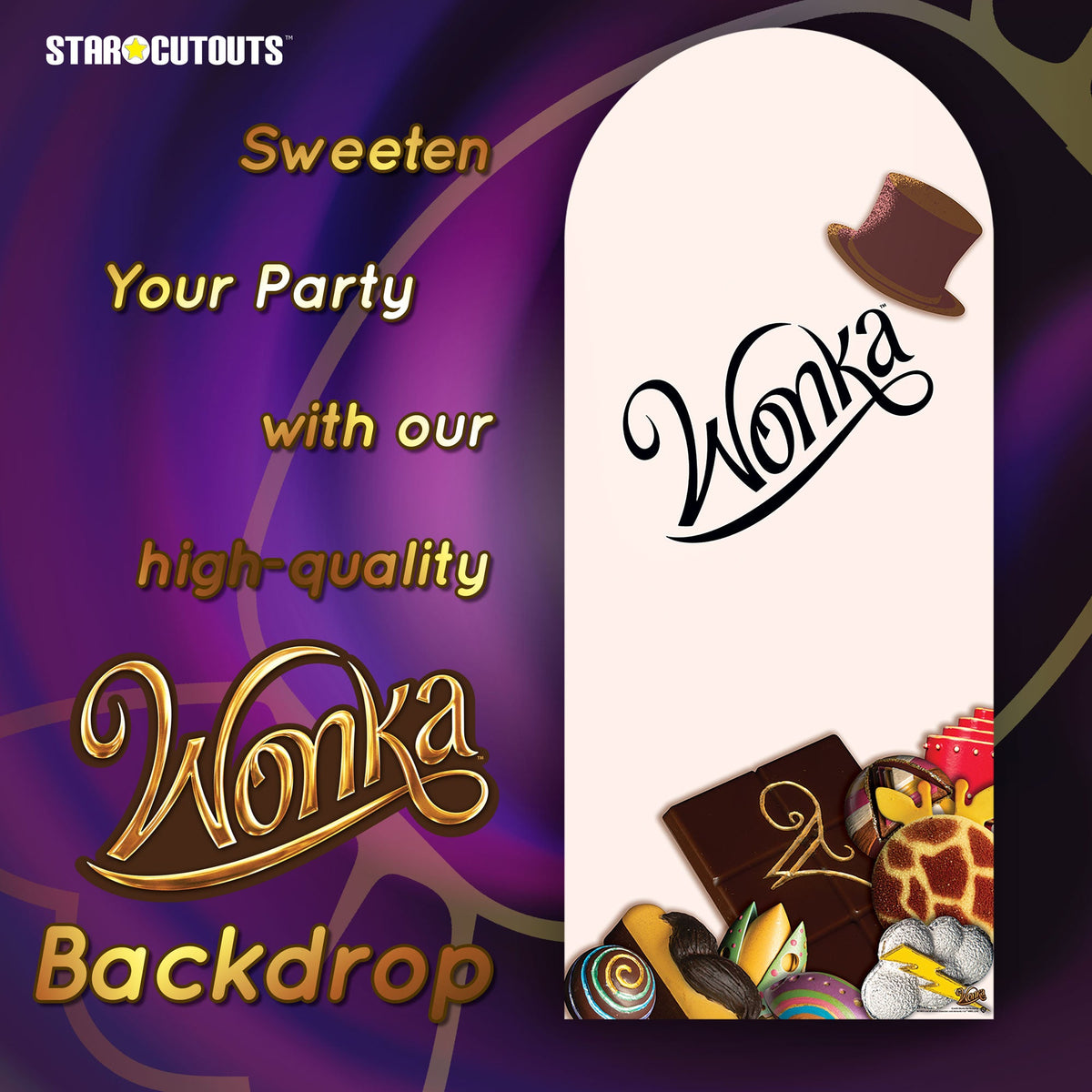 SC4495 Wonka Chocolate Bar Backdrop Single Cardboard Cut Out Height 185cm – product image 5