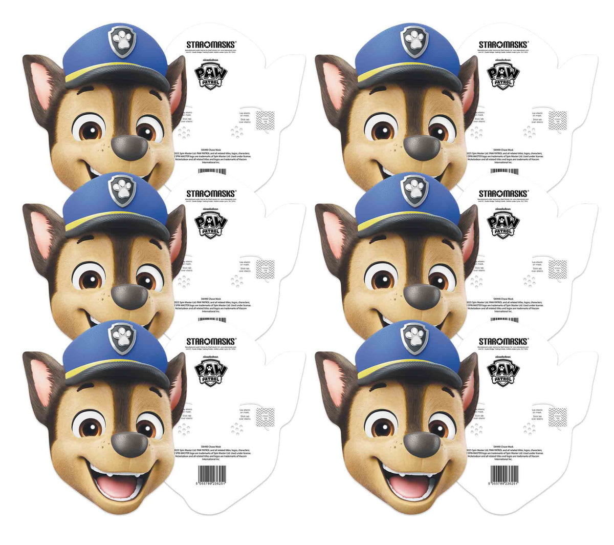 SMP469 Chase Paw Patrol 6 Pack Paw Patrol Cardboard Face Mask Height 30cm – product image 2