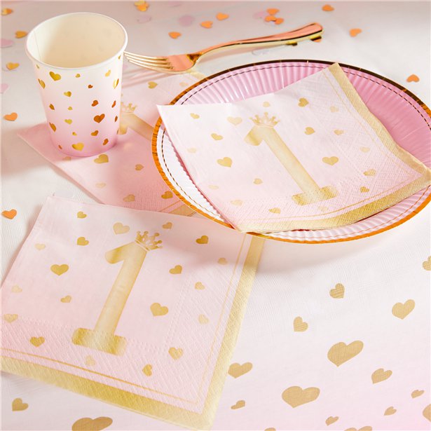 1st Birthday Pink Paper Napkins - 33cm (16pk) – product image 2