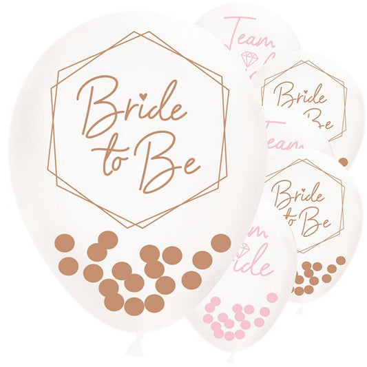 Team Bride Confetti Balloons - 12" Latex (6pk)