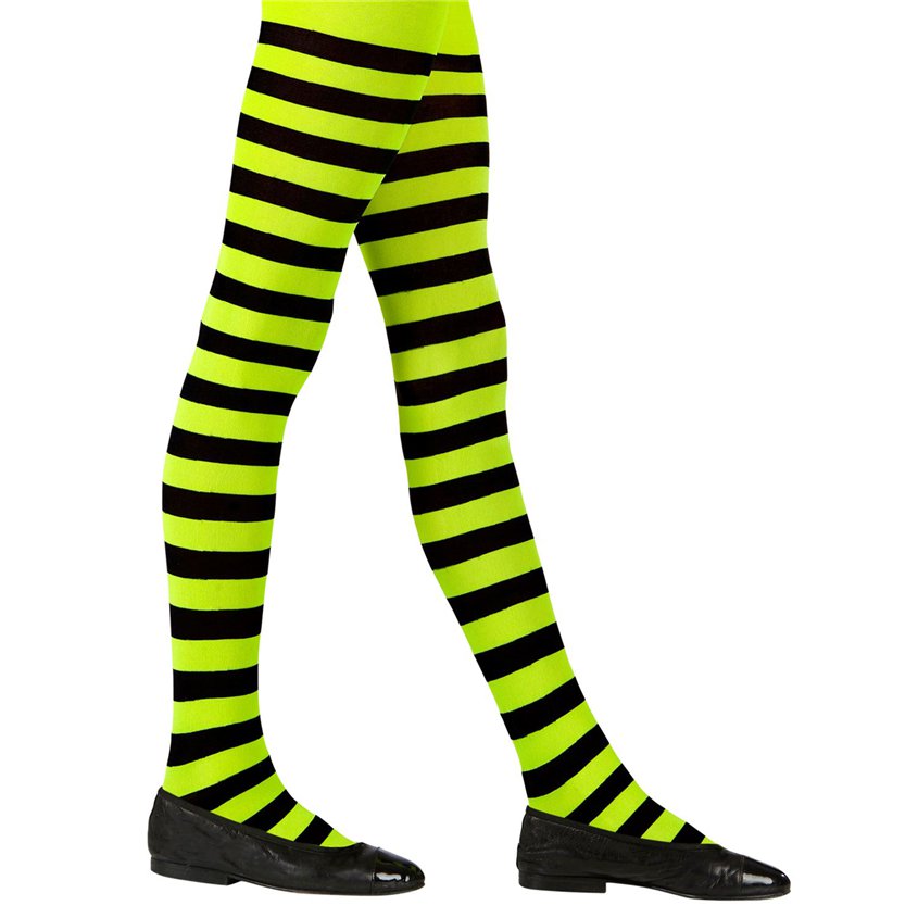 Black & Green Striped Tights - Child – product image 2