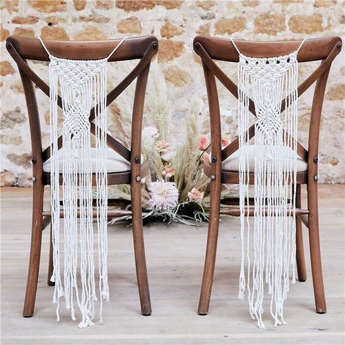 A Touch Of Pampas White Macrame Chair Decorations (2pk) – product image 1