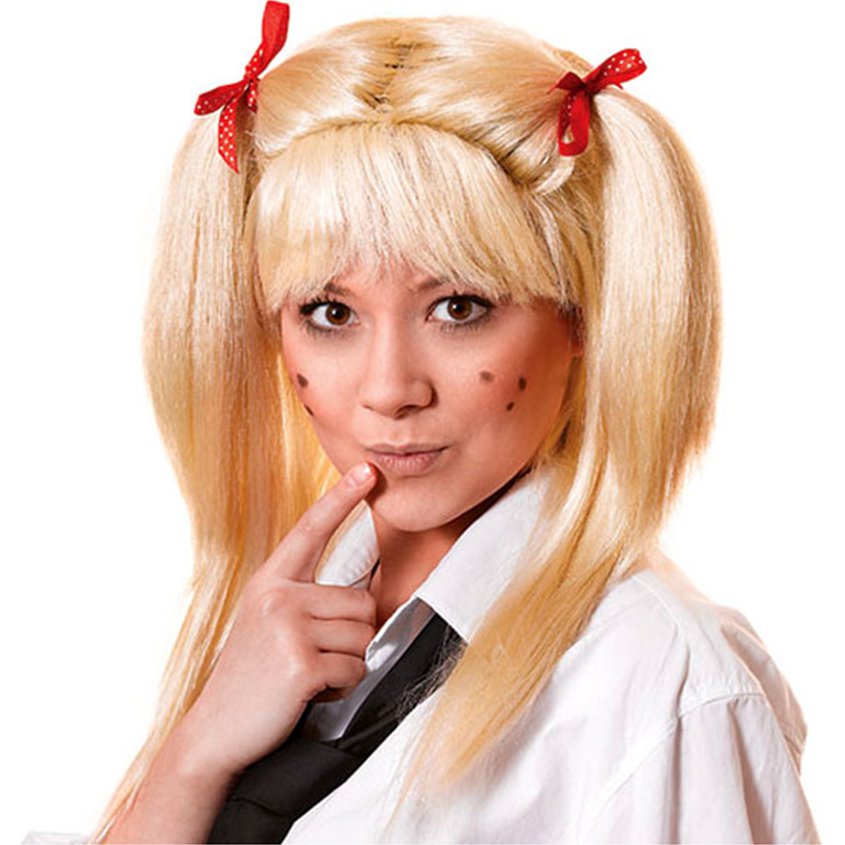 School Girl Pigtail Wig - Blonde
