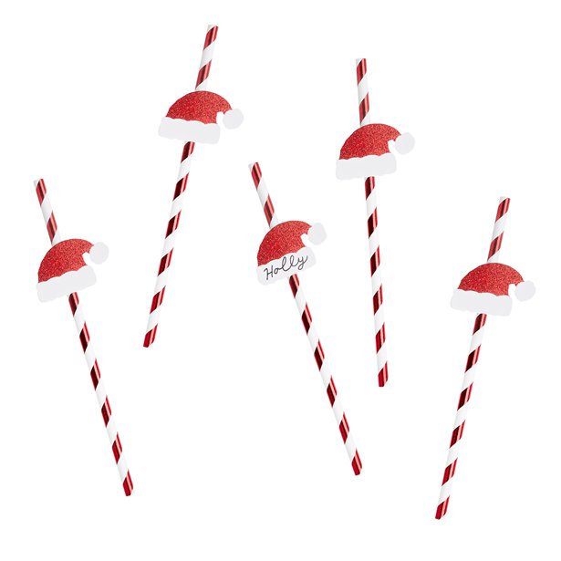 Santa Hat Red & White Stripe Paper Straws (20pk)